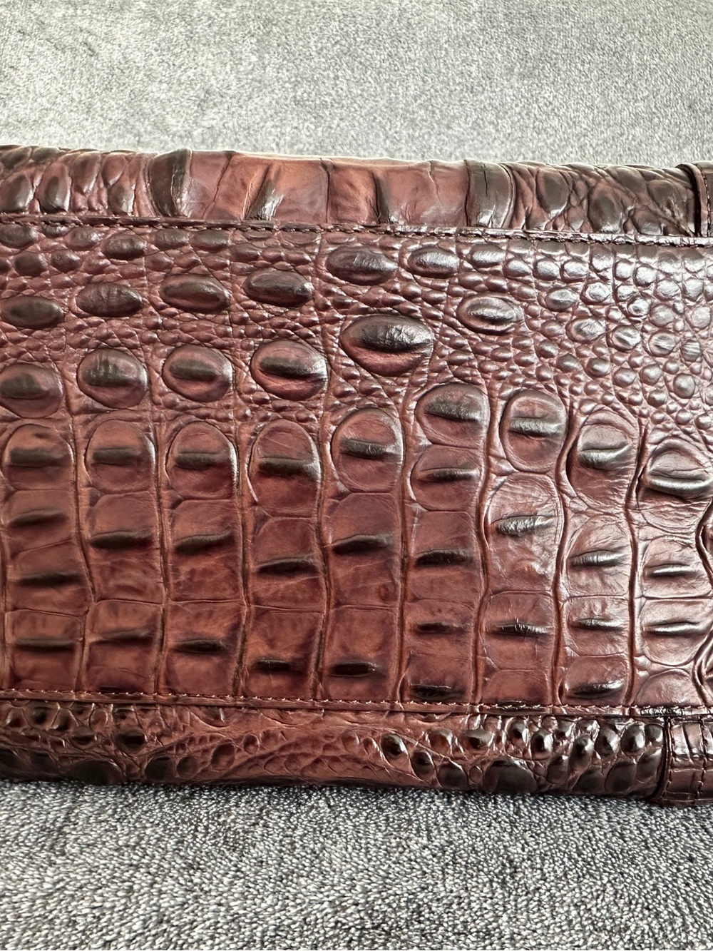 Brahmin Brown Croc Embossed Leather Shoulder Bag Tote Satchel Handbag - Picture 6 of 9